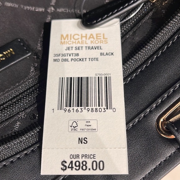 MICHAEL KORS JET SET TRAVEL MEDIUM DOUBLE POCKET TOTE
BLACK SIGNATURE
NWT - Picture 12 of 16